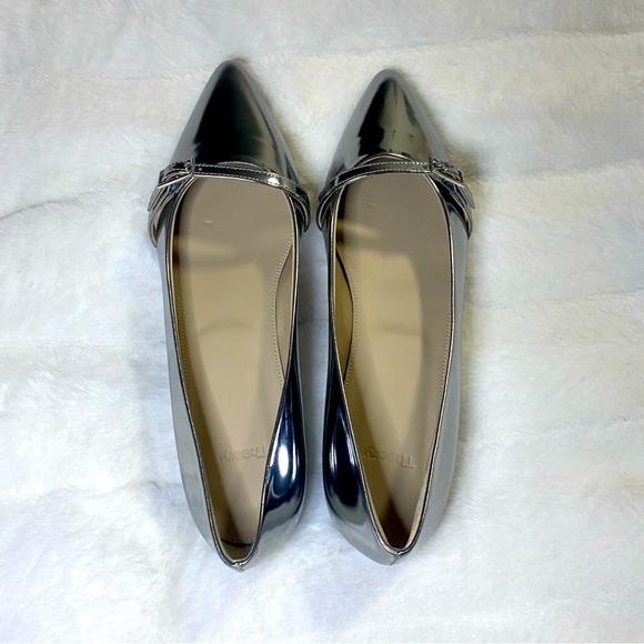 New Theory Silver Metallic Leather Ballet Shoes - Size 37 - Picture 5 of 11
